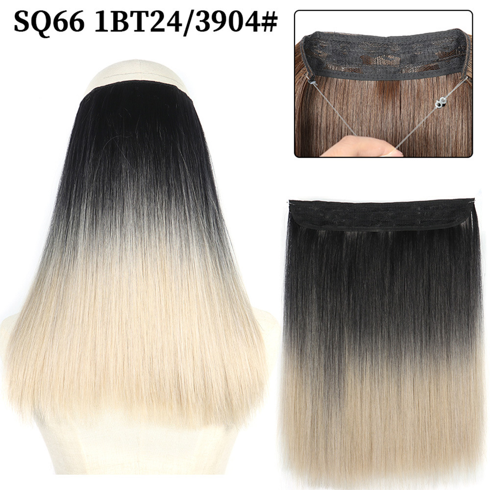 16 Inch 90g Long Straight  Halo Synthetic Hair Extensions No Clips  Hidden Secret False synthetic HairPieces Flip in Hair