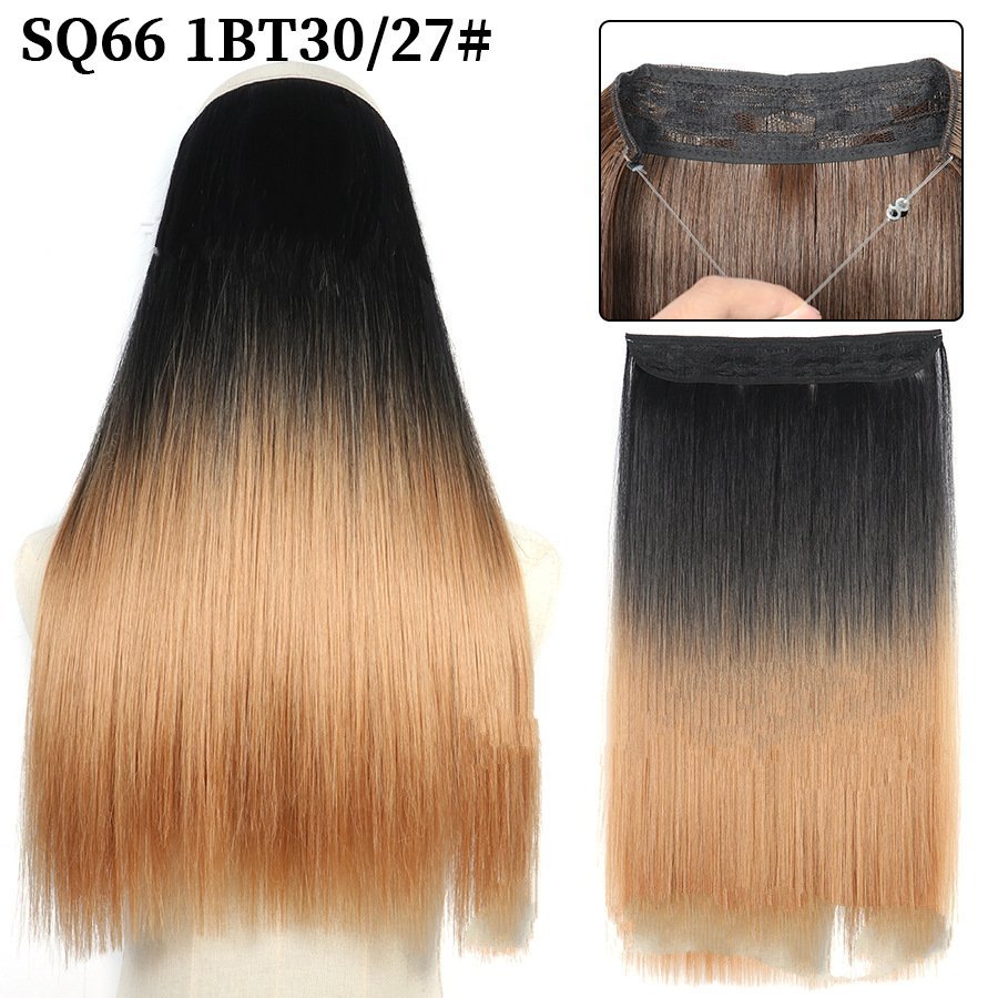 16 Inch 90g Long Straight  Halo Synthetic Hair Extensions No Clips  Hidden Secret False synthetic HairPieces Flip in Hair