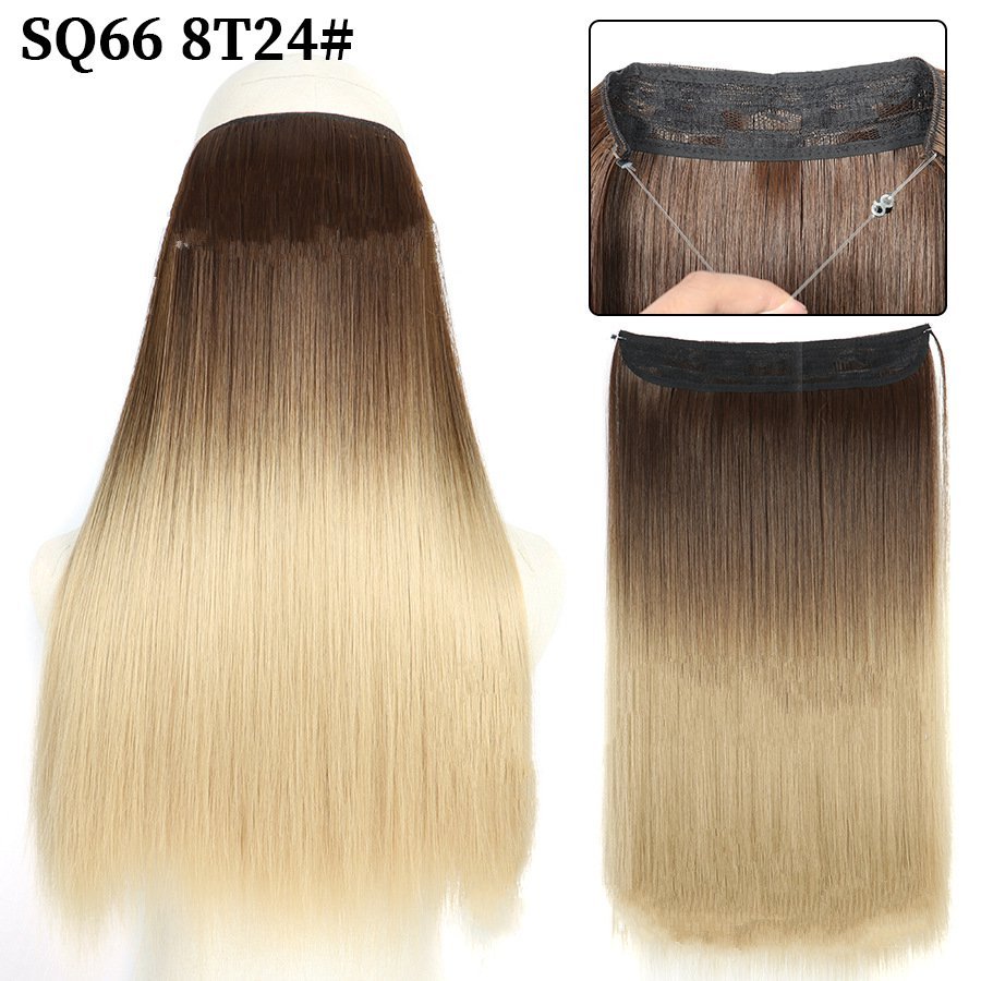 16 Inch 90g Long Straight  Halo Synthetic Hair Extensions No Clips  Hidden Secret False synthetic HairPieces Flip in Hair