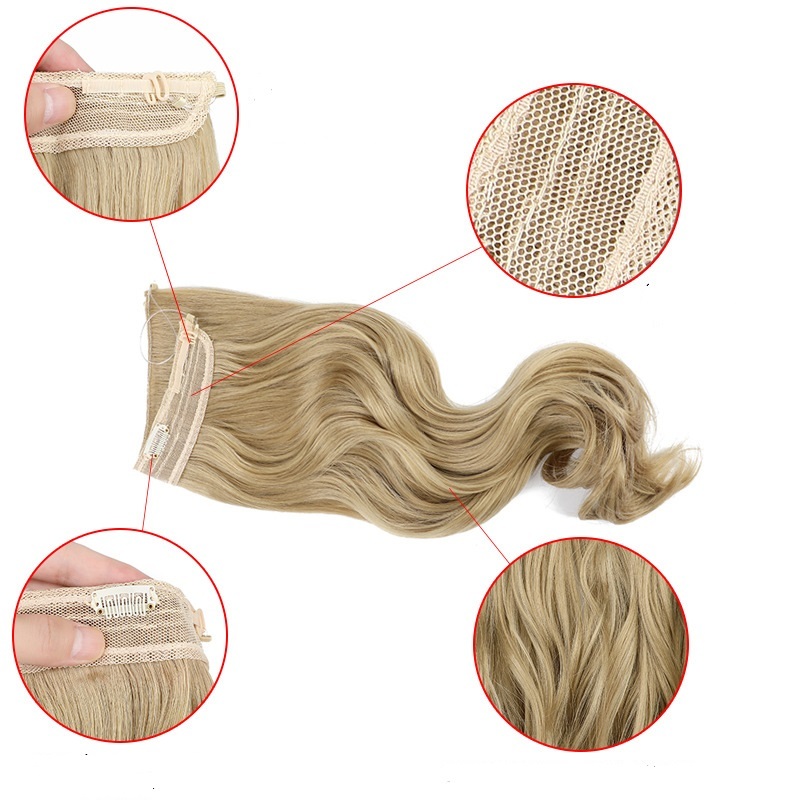 45cm 110g Synthetic Invisible Wire 5 Clips In Hair Extensions Secret Fish Line Hairpieces Hair Extensions Fake Hair For Women