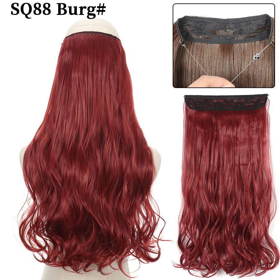 22 Inch 110g Long Wavy Fish Line Synthetic Hair Extensions No Clips Natural Hidden Secret False synthetic Hair Pieces