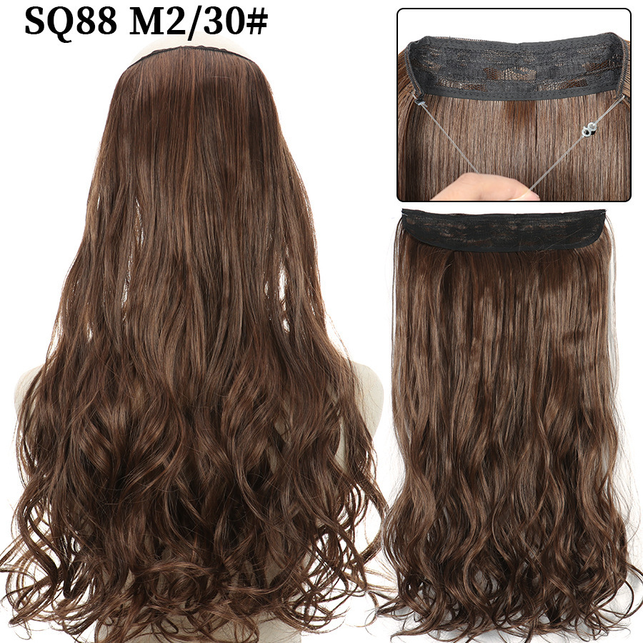 22 Inch 110g Long Wavy Fish Line Synthetic Hair Extensions No Clips Natural Hidden Secret False synthetic Hair Pieces