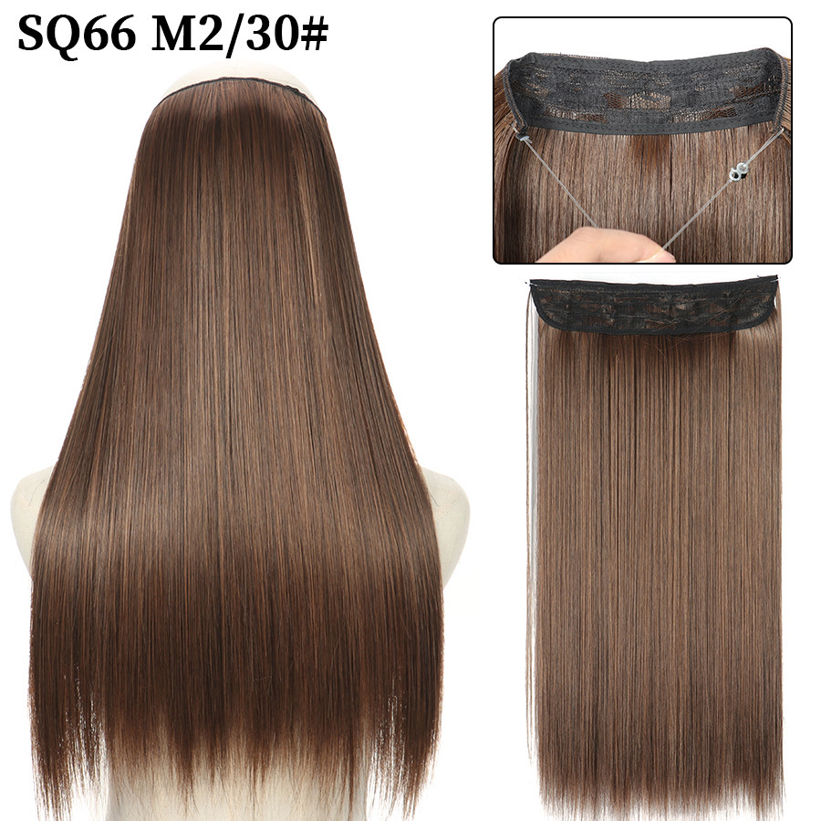 16 Inch 90g Long Straight  Halo Synthetic Hair Extensions No Clips  Hidden Secret False synthetic HairPieces Flip in Hair