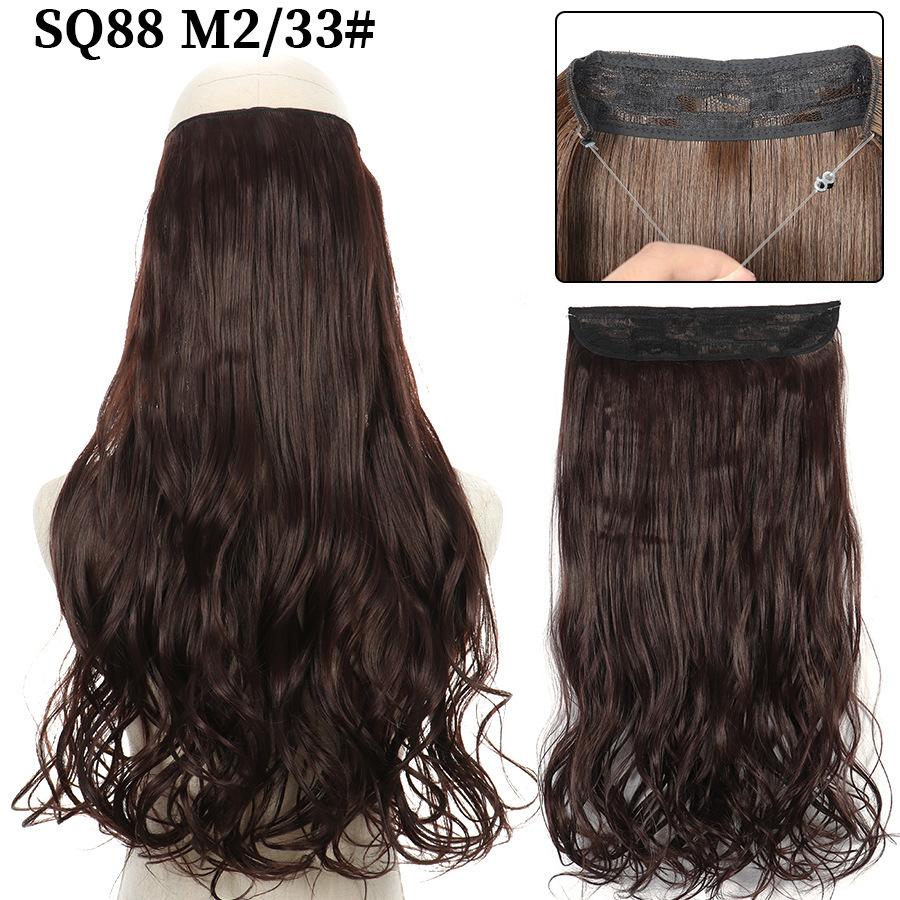 22 Inch 110g Long Wavy Fish Line Synthetic Hair Extensions No Clips Natural Hidden Secret False synthetic Hair Pieces
