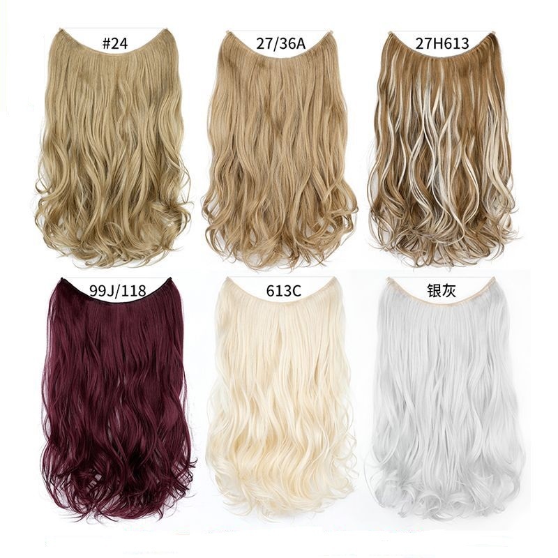 45cm 110g Synthetic Invisible Wire 5 Clips In Hair Extensions Secret Fish Line Hairpieces Hair Extensions Fake Hair For Women