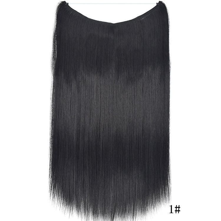55cm 80g Straight Flip in Synthetic Hair Extensions Secret Fish Line Synthetic Hairpieces Halo Hair Extensions