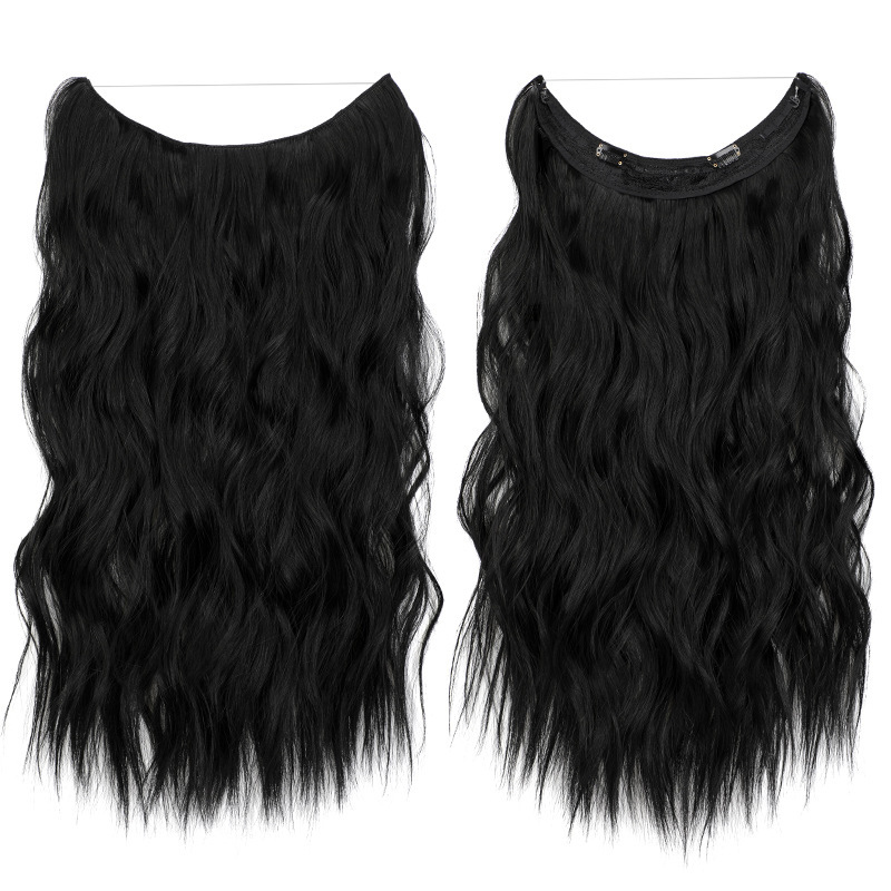 55cm 130g Wave Flip in Synthetic  Hair Extensions one piece with Clips Secret Fish Line Synthetic Hairpieces Hair Extensions