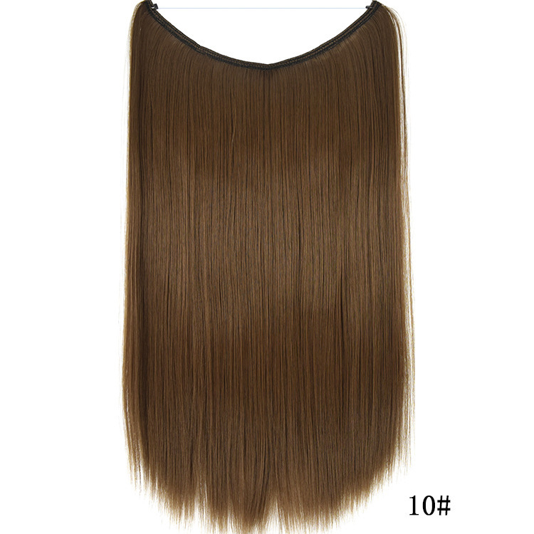 55cm 80g Straight Flip in Synthetic Hair Extensions Secret Fish Line Synthetic Hairpieces Halo Hair Extensions