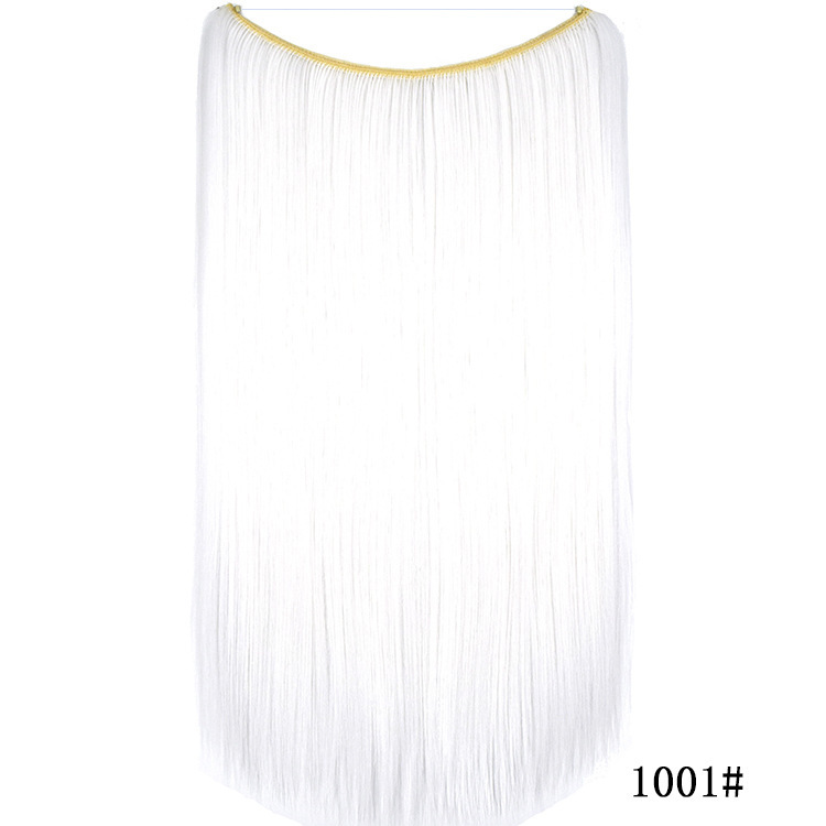 55cm 80g Straight Flip in Synthetic Hair Extensions Secret Fish Line Synthetic Hairpieces Halo Hair Extensions