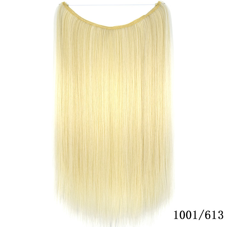 55cm 80g Straight Flip in Synthetic Hair Extensions Secret Fish Line Synthetic Hairpieces Halo Hair Extensions