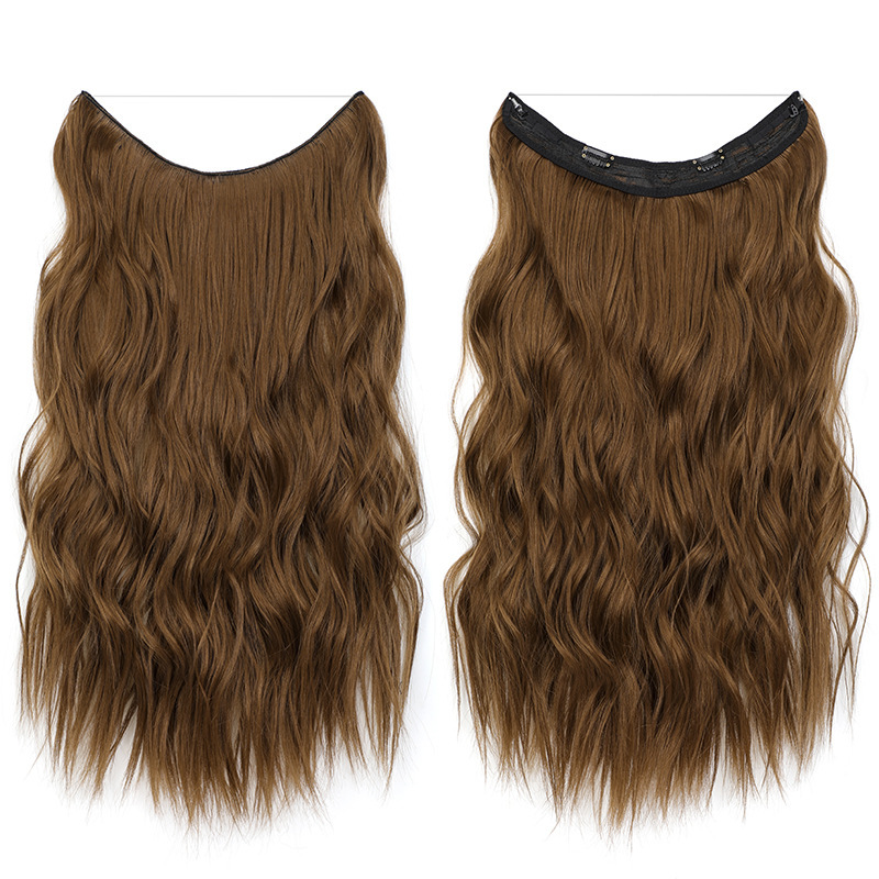 55cm 130g Wave Flip in Synthetic  Hair Extensions one piece with Clips Secret Fish Line Synthetic Hairpieces Hair Extensions