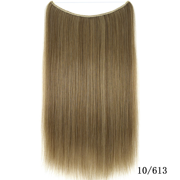 55cm 80g Straight Flip in Synthetic Hair Extensions Secret Fish Line Synthetic Hairpieces Halo Hair Extensions