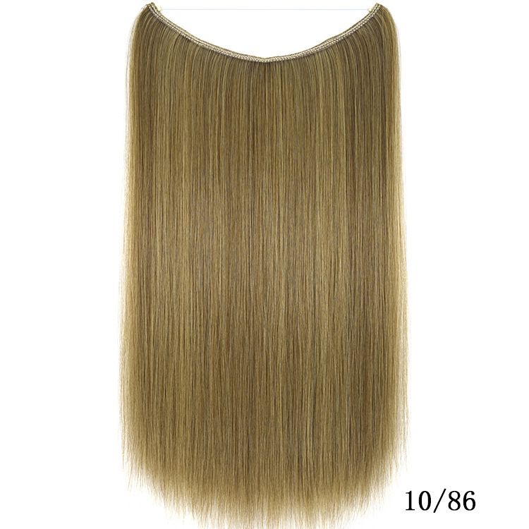55cm 80g Straight Flip in Synthetic Hair Extensions Secret Fish Line Synthetic Hairpieces Halo Hair Extensions