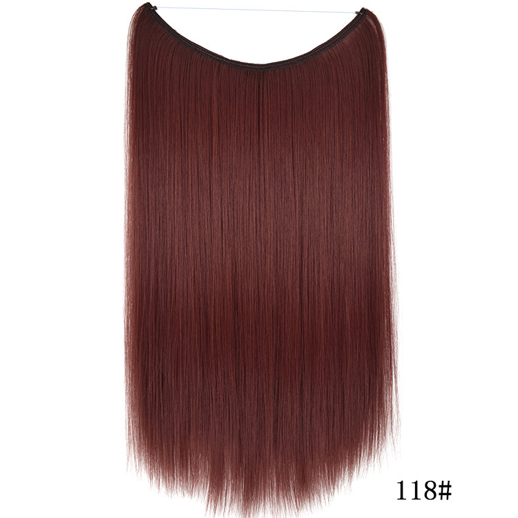 55cm 80g Straight Flip in Synthetic Hair Extensions Secret Fish Line Synthetic Hairpieces Halo Hair Extensions