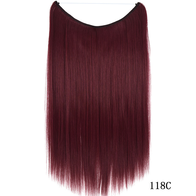 55cm 80g Straight Flip in Synthetic Hair Extensions Secret Fish Line Synthetic Hairpieces Halo Hair Extensions