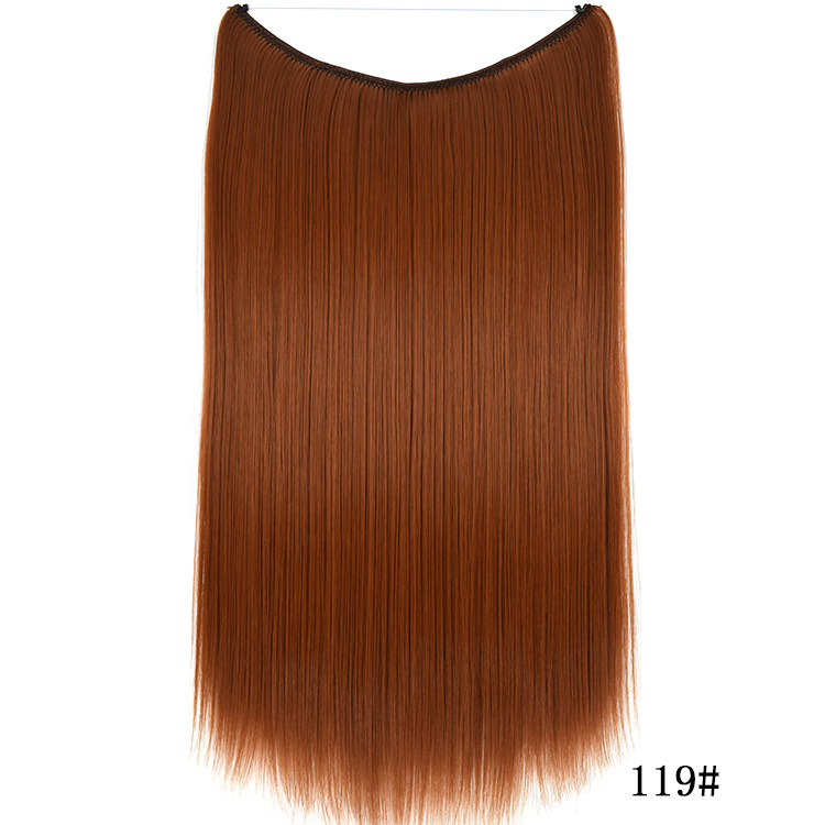 55cm 80g Straight Flip in Synthetic Hair Extensions Secret Fish Line Synthetic Hairpieces Halo Hair Extensions