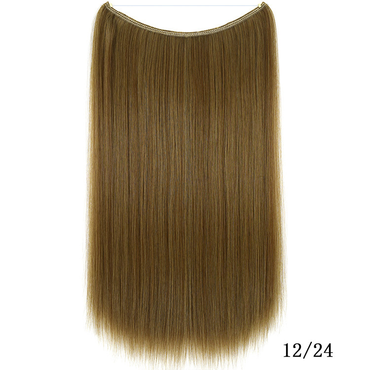 55cm 80g Straight Flip in Synthetic Hair Extensions Secret Fish Line Synthetic Hairpieces Halo Hair Extensions