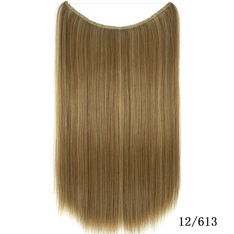 55cm 80g Straight Flip in Synthetic Hair Extensions Secret Fish Line Synthetic Hairpieces Halo Hair Extensions