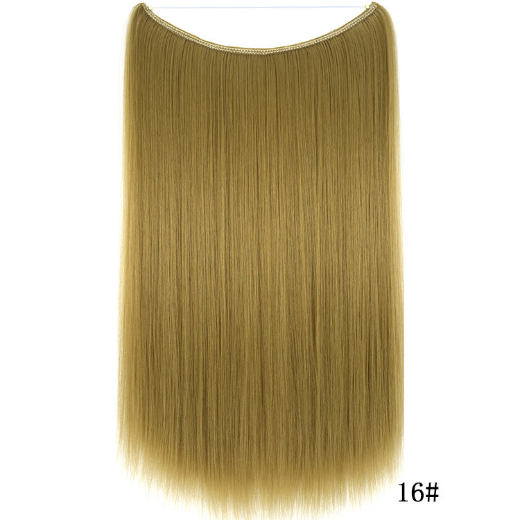 55cm 80g Straight Flip in Synthetic Hair Extensions Secret Fish Line Synthetic Hairpieces Halo Hair Extensions