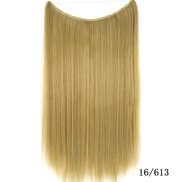 55cm 80g Straight Flip in Synthetic Hair Extensions Secret Fish Line Synthetic Hairpieces Halo Hair Extensions