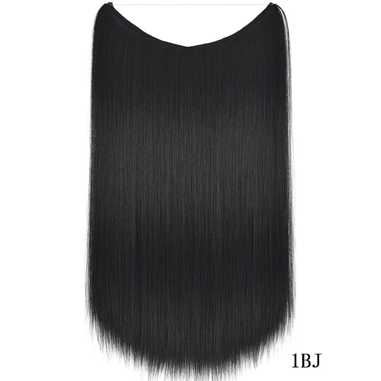 55cm 80g Straight Flip in Synthetic Hair Extensions Secret Fish Line Synthetic Hairpieces Halo Hair Extensions