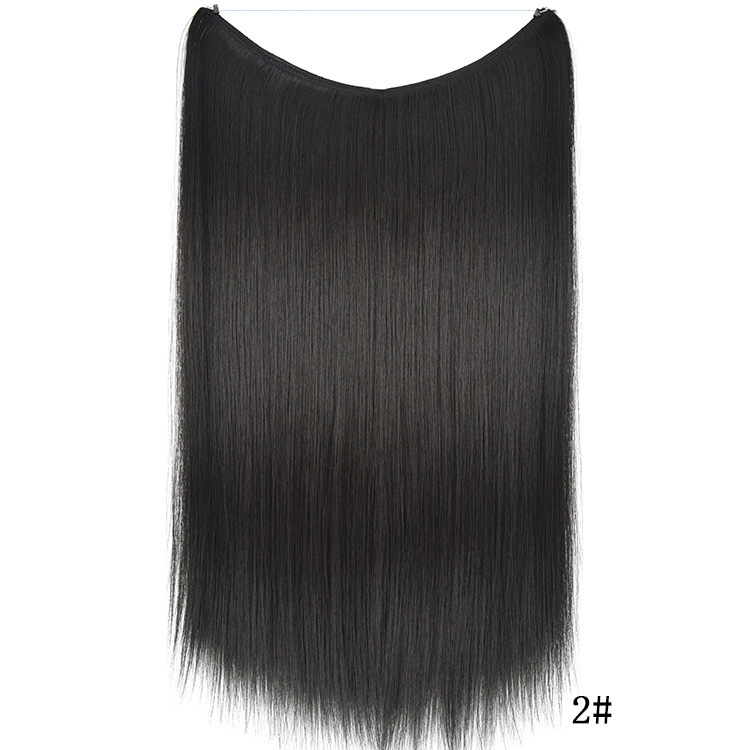 55cm 80g Straight Flip in Synthetic Hair Extensions Secret Fish Line Synthetic Hairpieces Halo Hair Extensions