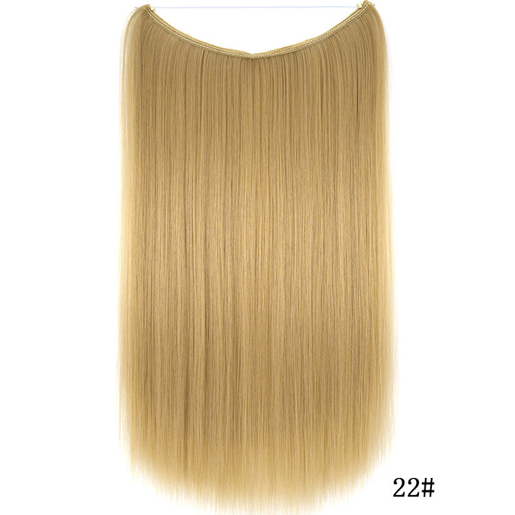 55cm 80g Straight Flip in Synthetic Hair Extensions Secret Fish Line Synthetic Hairpieces Halo Hair Extensions