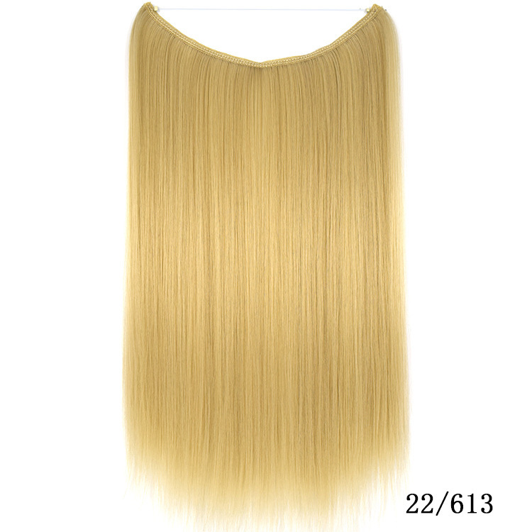 55cm 80g Straight Flip in Synthetic Hair Extensions Secret Fish Line Synthetic Hairpieces Halo Hair Extensions