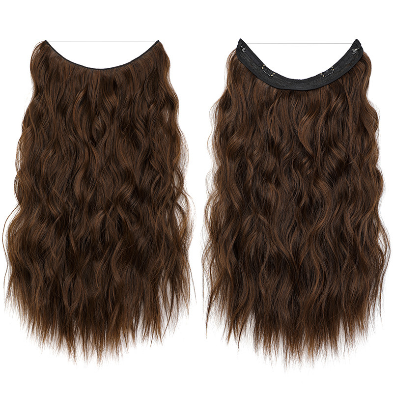55cm 130g Wave Flip in Synthetic  Hair Extensions one piece with Clips Secret Fish Line Synthetic Hairpieces Hair Extensions