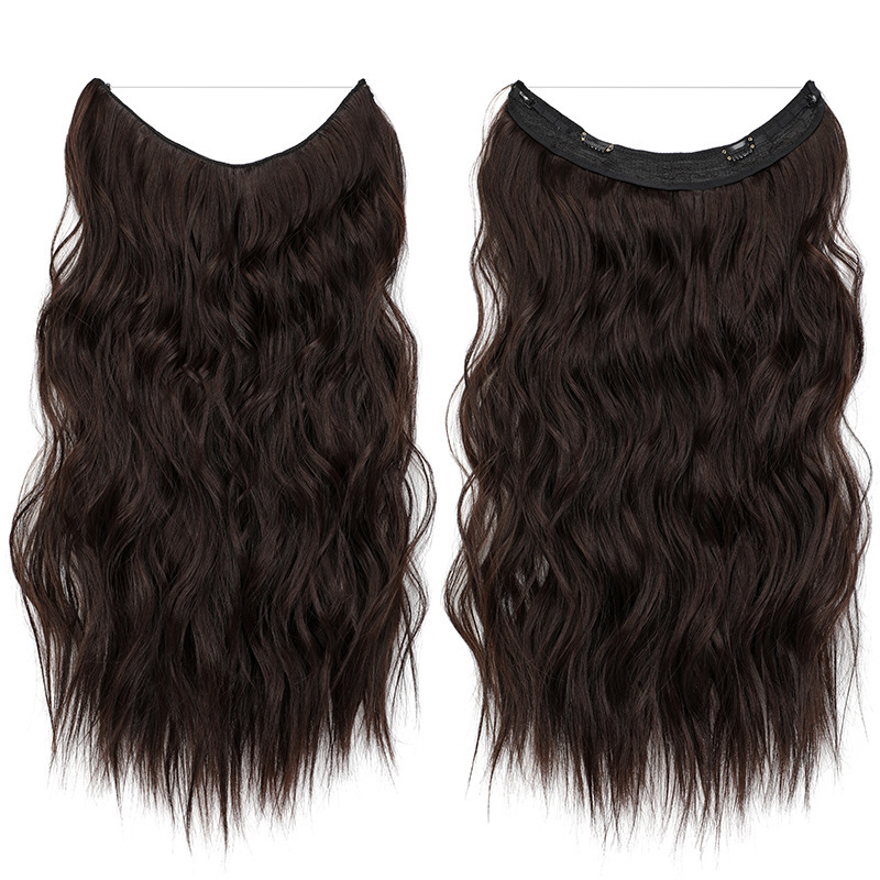 55cm 130g Wave Flip in Synthetic  Hair Extensions one piece with Clips Secret Fish Line Synthetic Hairpieces Hair Extensions