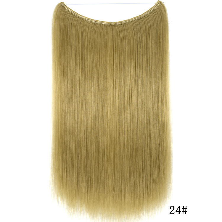 55cm 80g Straight Flip in Synthetic Hair Extensions Secret Fish Line Synthetic Hairpieces Halo Hair Extensions