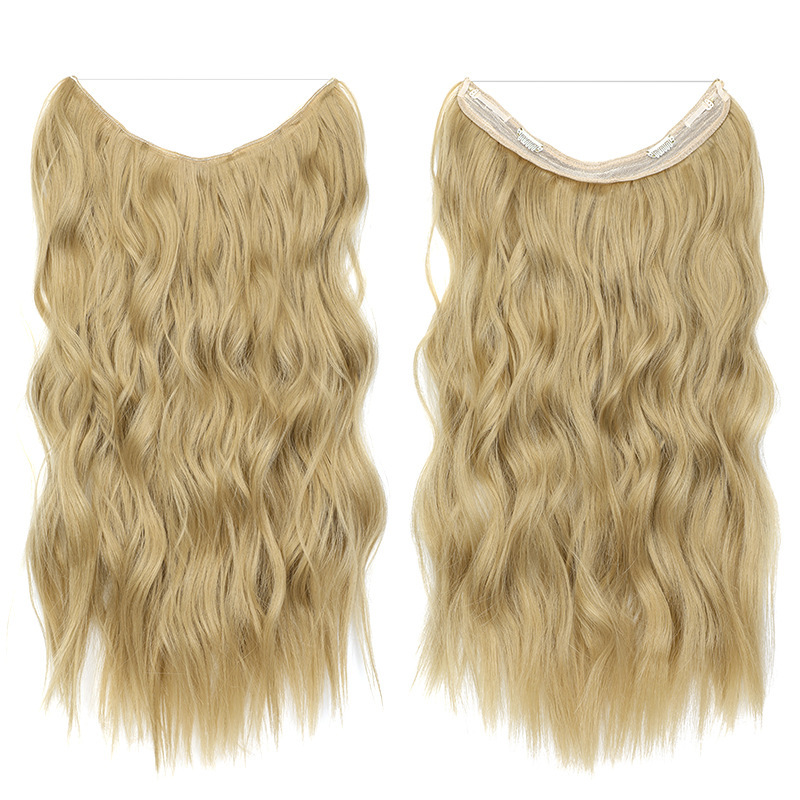55cm 130g Wave Flip in Synthetic  Hair Extensions one piece with Clips Secret Fish Line Synthetic Hairpieces Hair Extensions