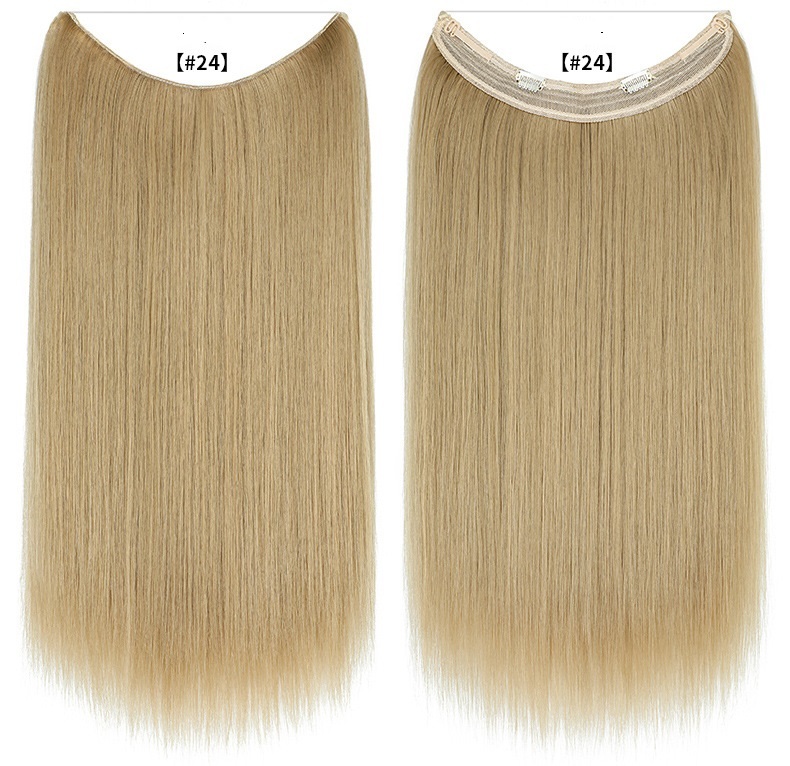 60cm 110g Long Straight  Synthetic Halo Hair Extensions 5 Clips Natural Flip in Synthetic HairPiece For Woman
