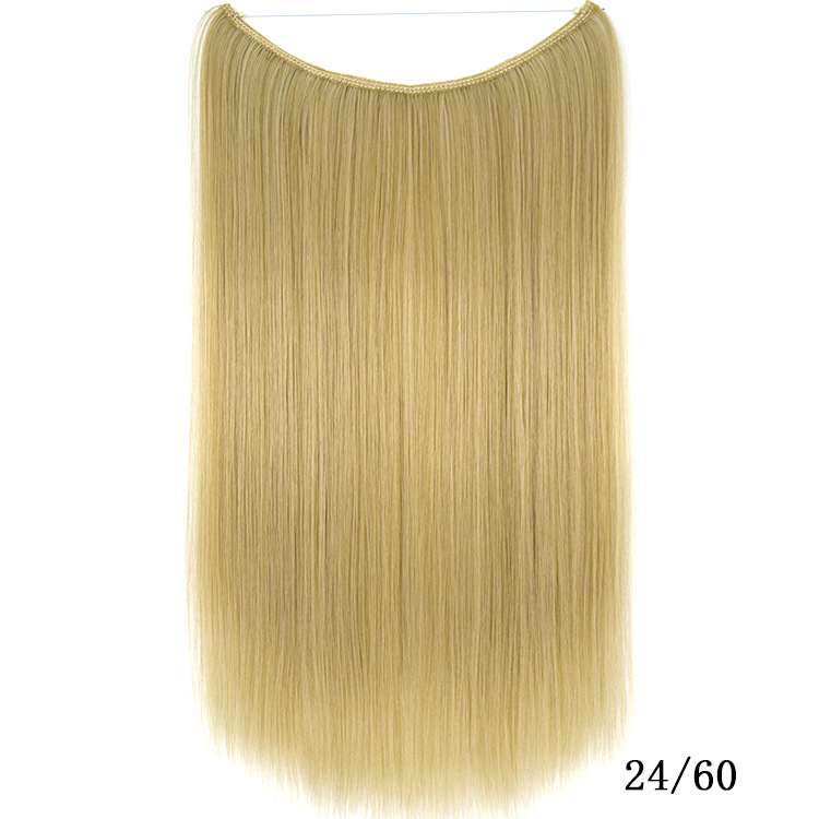 55cm 80g Straight Flip in Synthetic Hair Extensions Secret Fish Line Synthetic Hairpieces Halo Hair Extensions
