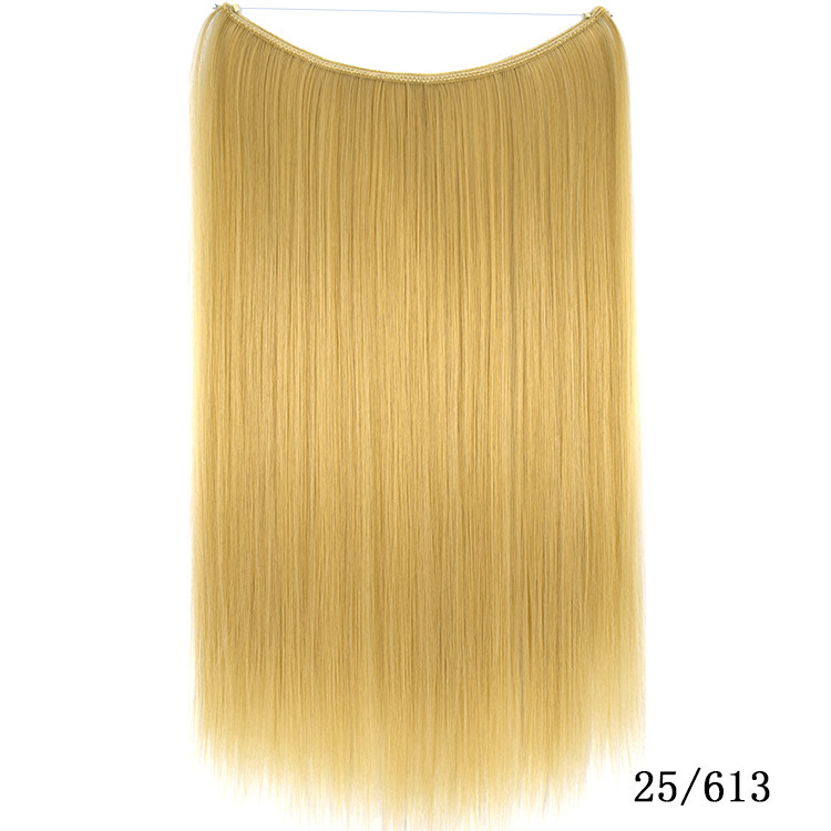 55cm 80g Straight Flip in Synthetic Hair Extensions Secret Fish Line Synthetic Hairpieces Halo Hair Extensions