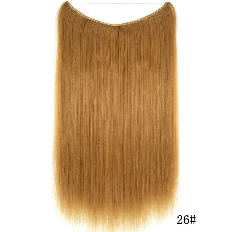 55cm 80g Straight Flip in Synthetic Hair Extensions Secret Fish Line Synthetic Hairpieces Halo Hair Extensions