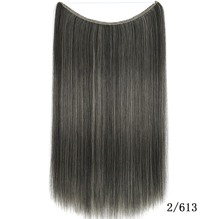 55cm 80g Straight Flip in Synthetic Hair Extensions Secret Fish Line Synthetic Hairpieces Halo Hair Extensions