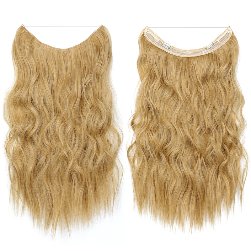 55cm 130g Wave Flip in Synthetic  Hair Extensions one piece with Clips Secret Fish Line Synthetic Hairpieces Hair Extensions
