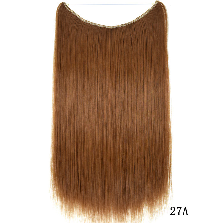 55cm 80g Straight Flip in Synthetic Hair Extensions Secret Fish Line Synthetic Hairpieces Halo Hair Extensions
