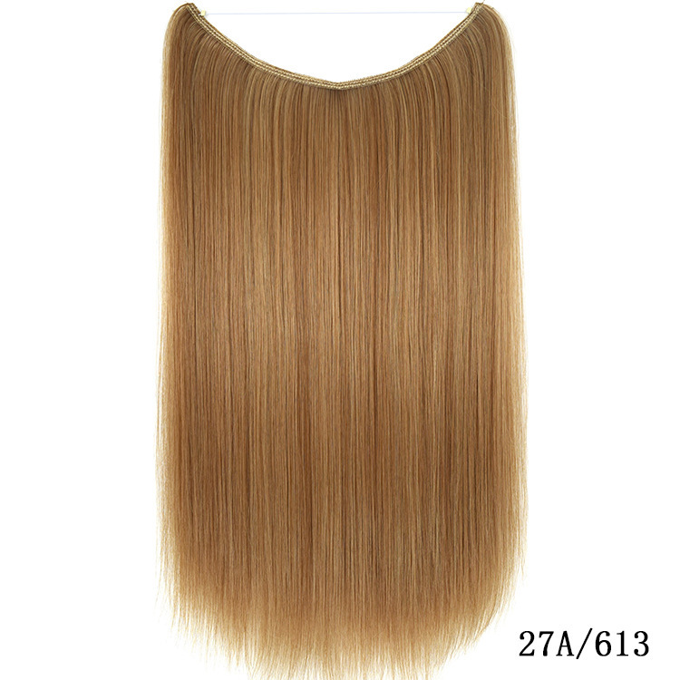 55cm 80g Straight Flip in Synthetic Hair Extensions Secret Fish Line Synthetic Hairpieces Halo Hair Extensions