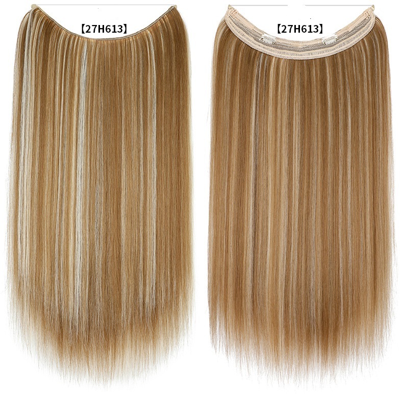 60cm 110g Long Straight  Synthetic Halo Hair Extensions 5 Clips Natural Flip in Synthetic HairPiece For Woman