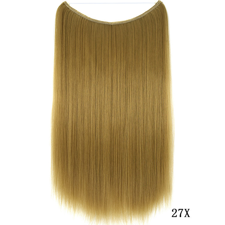 55cm 80g Straight Flip in Synthetic Hair Extensions Secret Fish Line Synthetic Hairpieces Halo Hair Extensions