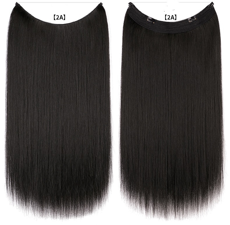 60cm 110g Long Straight  Synthetic Halo Hair Extensions 5 Clips Natural Flip in Synthetic HairPiece For Woman