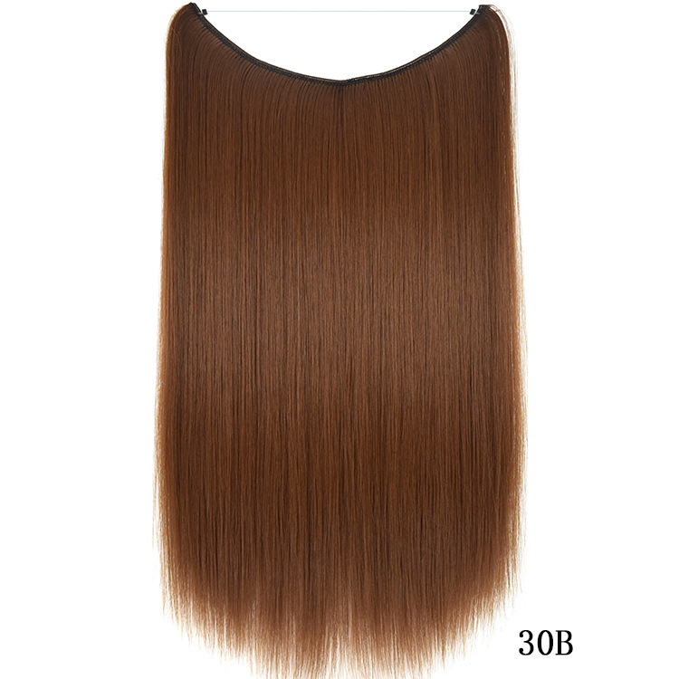 55cm 80g Straight Flip in Synthetic Hair Extensions Secret Fish Line Synthetic Hairpieces Halo Hair Extensions