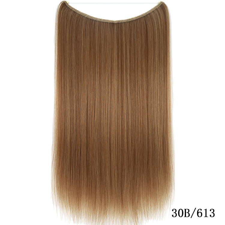 55cm 80g Straight Flip in Synthetic Hair Extensions Secret Fish Line Synthetic Hairpieces Halo Hair Extensions