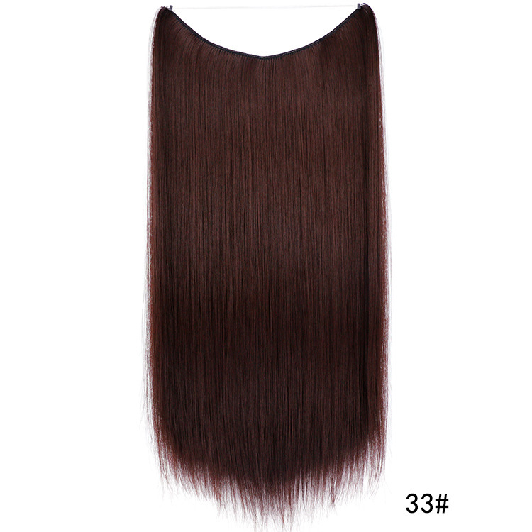 55cm 80g Straight Flip in Synthetic Hair Extensions Secret Fish Line Synthetic Hairpieces Halo Hair Extensions