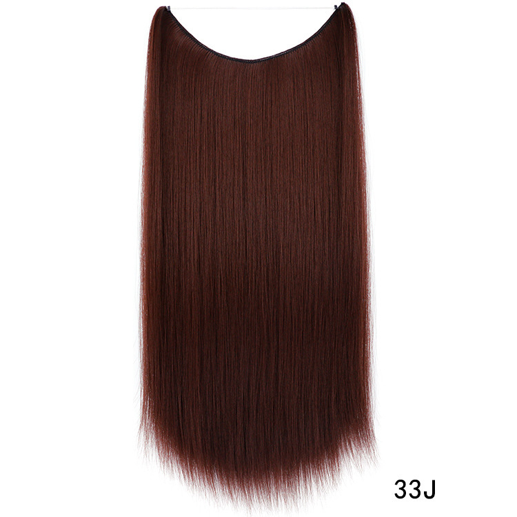 55cm 80g Straight Flip in Synthetic Hair Extensions Secret Fish Line Synthetic Hairpieces Halo Hair Extensions