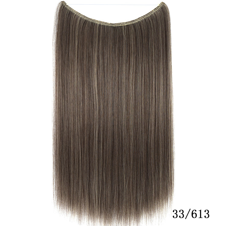 55cm 80g Straight Flip in Synthetic Hair Extensions Secret Fish Line Synthetic Hairpieces Halo Hair Extensions