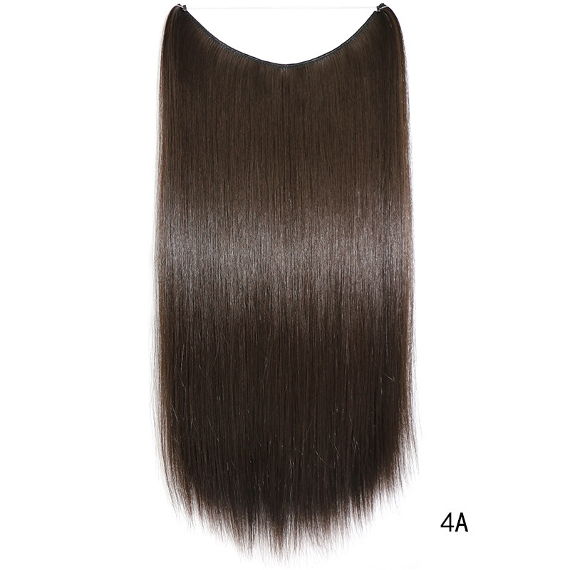 55cm 80g Straight Flip in Synthetic Hair Extensions Secret Fish Line Synthetic Hairpieces Halo Hair Extensions