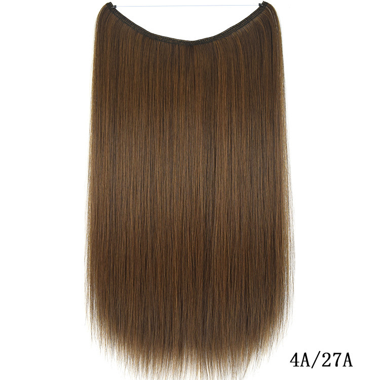 55cm 80g Straight Flip in Synthetic Hair Extensions Secret Fish Line Synthetic Hairpieces Halo Hair Extensions